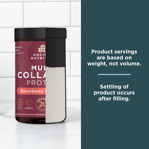 Ancient Nutrition Collagen Powder Protein, Multi Collagen Protein Powder, Strawberry Lemonade, 24 Servings, 9.65oz