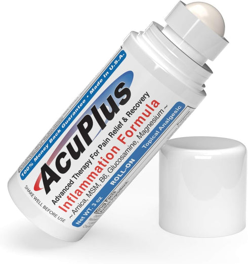 AcuPlus Pain Relief Roll On, Topical Anti-Inflammatory for Muscles & Joints, 3 fl. oz. (Pack of 1)