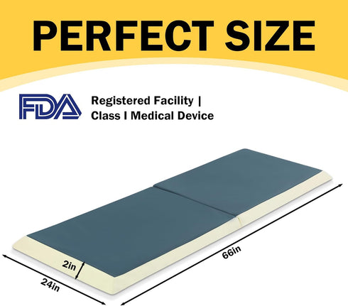 MABOZOO 66"x24"x2" Fall Mat for Elderly with Glow-in-The-Dark Strips, PU Leather Fall Mattress with Beveled Edge