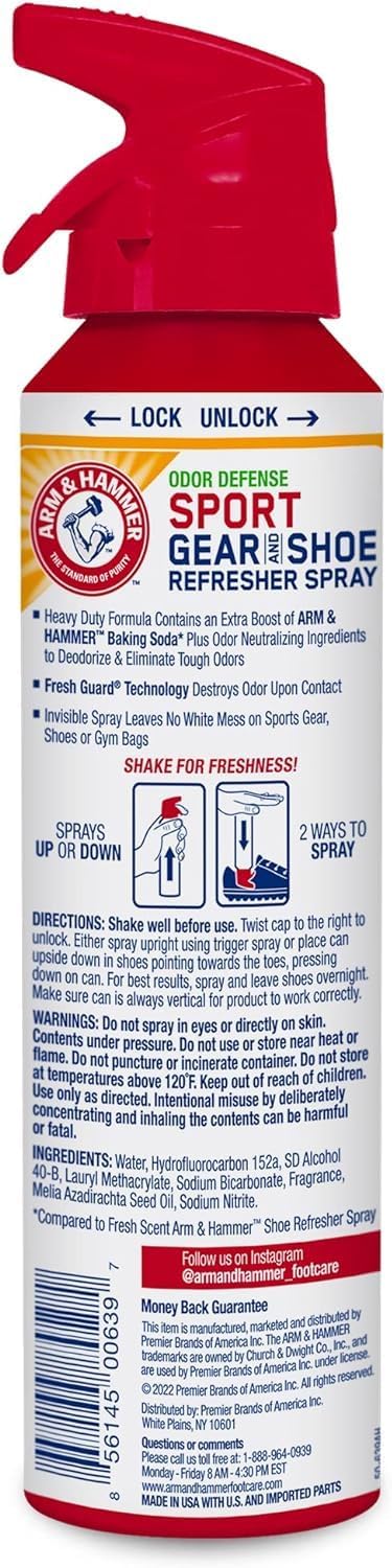 Hammer (6.7 oz) (3 pack) Arm & Sport Gear & Shoe Refresher Spray, Heavy Duty Odor Defense for Sports Gear and Footwear