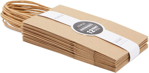 Juvale Paper Gift Bags with Handles, 12 Pack, 3x5.25x8.5 in Brown, Party Favor Bags