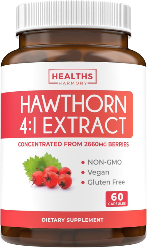 Super Potent Hawthorn Berry Extract Capsules, Vegan Non-GMO Supplement for Heart and Digestive Health, 2 Month Supply