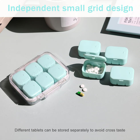 SOFISO 4/6 Grid Free Assembly Travel Pill Organizer, Portable Waterproof Case for Daily Medication Carry for Vitamins,