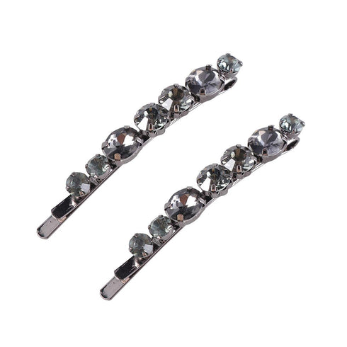Lurrose 2pcs Crystal Bobby Pins, Clear Rhinestone Decorative Hair Pin Bridal Headpieces