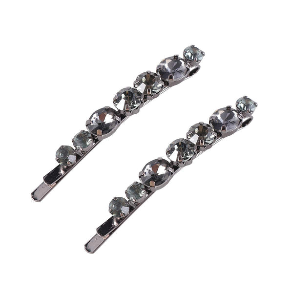 Lurrose 2pcs Crystal Bobby Pins, Clear Rhinestone Decorative Hair Pin Bridal Headpieces