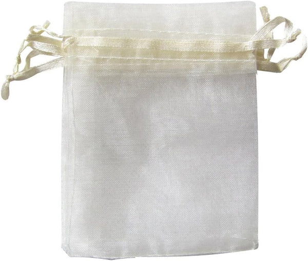 ATCG 100pcs 3x4 Inches Drawstring Organza Pouches, Ivory, Wedding Party Jewelry Favor Bags.