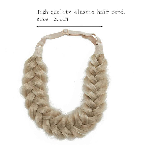 TOECWEGR Classic Synthetic Hair Braided Headband, Wide Strands Wedding Fluffy Braids Wig Band