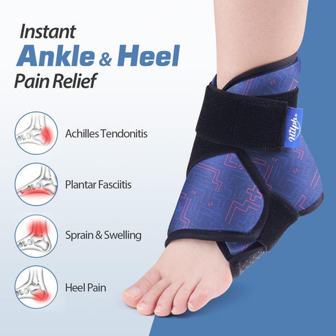 Hilph Ankle Heel Ice Pack Wrap for Swelling & Achilles Tendonitis, Reusable Gel Ice Pack for Pain Relief (Blue)