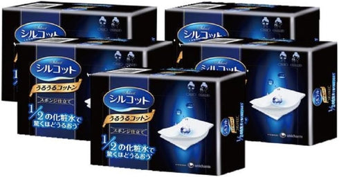 Unicharm Silcot Uruuru Sponge Facial Cotton, 40 Sheets, 5 Packs