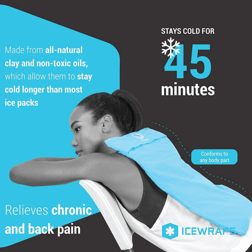 ICEWRAPS 12"x21" Extra Large Ice Pack with Soft Fabric Cover - Reusable Clay Ice Pack for Physical Therapy