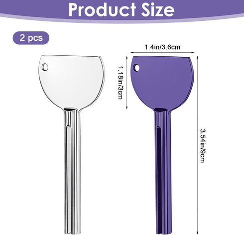 salbsever 2PCS Set Toothpaste Squeezer Tool Metal Tube Squeezer Toothpaste Key Stainless Steel Dispenser Tube Squeezers