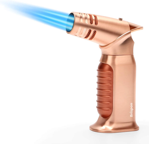 Torch Lighter, Windproof Quad 4 Jet Flame Butane Refillable Lighter with Safety Lock for Kitchen Grill BBQ Candle