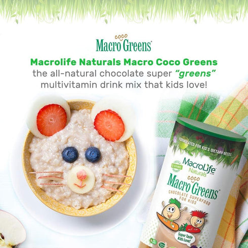 MacroLife Naturals MacroCoco Greens Chocolate Superfood Powder for Kids, 7oz (32 Servings)