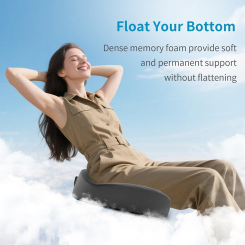 HANQIMER Tailbone Raised U Cutout Donut Pillow for Pain Relief, Hemorrhoid Pillow for Sitting, Memory Foam Lifting