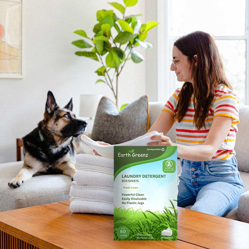 Laundry Detergent Sheets, Fresh Linen, 30 Sheets - No Plastic Jug (60 Loads) - Eco-Friendly Laundry Soap