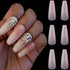LuckForever 500pc Painted Coffin Press on Nails, Full Cover Beige Nude False Nails, Ballerina Shaped Acrylic Nail Tips