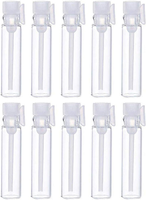 Teensery 100 Pcs Empty Mini Glass Perfume Sample Bottles, Refillable Vial Containers with Clear Cap (2ml)