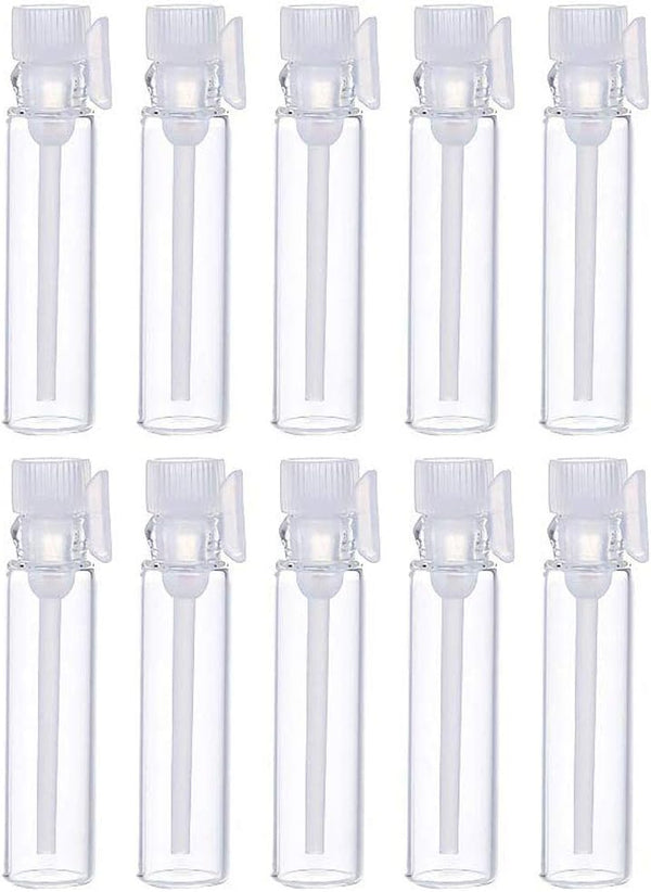 Teensery 100 Pcs Empty Perfume Sample Bottles, Mini Glass Refillable Vial Containers for Essential Oil