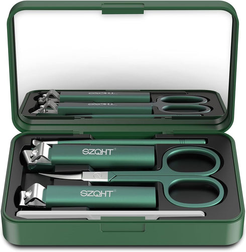 Nice Nail Clipper Set, 5-in-1 Premium Grooming Kit with Nail File, Ear Pick, Scissors, and Mirror