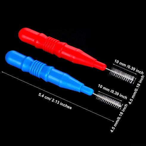 Patelai 50 Pieces Braces Brush, Interdental Brush Toothpick Dental Flossing Head for Oral Hygiene, Red, Blue
