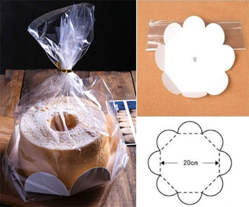 Mistari Clear Plastic Bake Bags, Cellophane Treat Bags for Bakery Gift Packaging, 20 Pack with Gold Ribbon