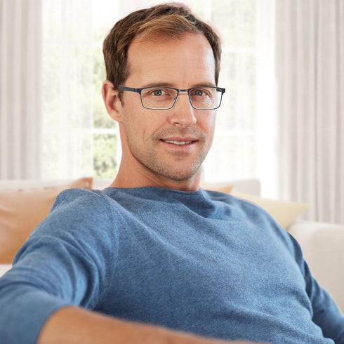 EYECEDAR 5-Pack Reading Glasses for Men, Rectangular Style with Metal Spring Hinges, 1.50