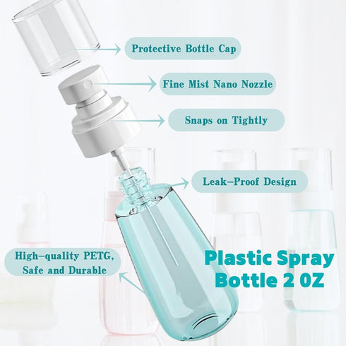 Spray Bottle Travel, 2OZ /60ML Fine Mist Spray Bottles, 3PCS Mini Plastic Containers for Hairspray and Cosmetic Perfume
