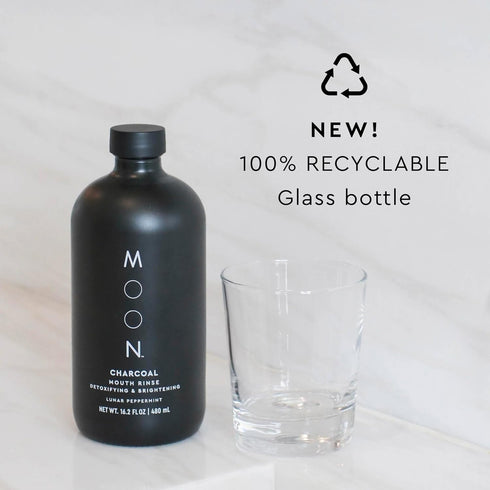 MOON Charcoal Mouth Rinse, Mouthwash for Adults, Freshens Breath and Detoxifies, Fluoride-Free, Alcohol-Free, Lunar Peppermint Flavor, 16 oz