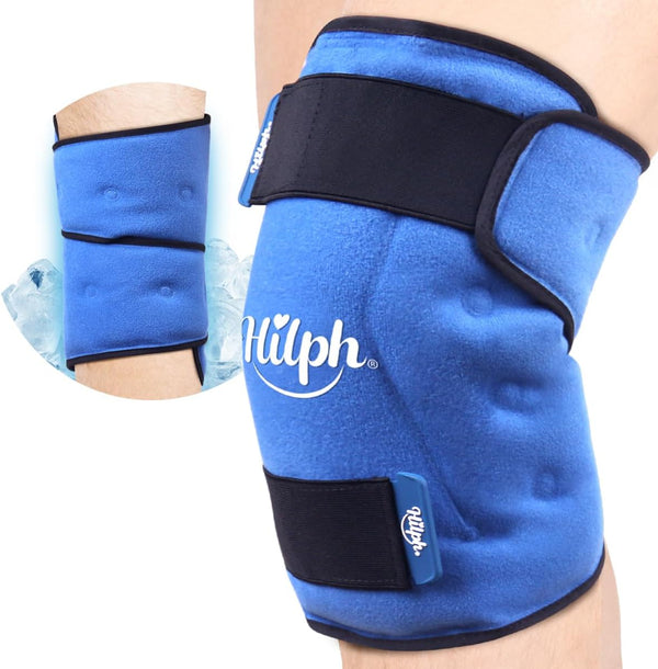 Hilph Knee Ice Pack Wrap, Reusable Gel Ice Wrap for Knee Pain Relief, Hot Cold Compress Therapy for Arthritis, ACL