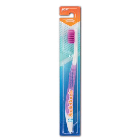 SmileGoods A282 Toothbrush, 28 Tuft, Soft Bristle, Individually Packaged, Assorted Colors, Bulk Pack of 72