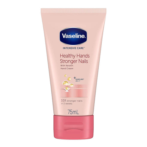 Vaseline Hand Cream for Very Dry Hands, Intensive Care Healthy Hands Stronger Nails Cream, 75 ml