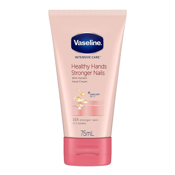Vaseline Hand Cream for Very Dry Hands, Intensive Care Healthy Hands Stronger Nails Cream, 75 ml
