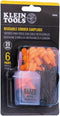Klein Tools 605036 Corded Earplugs, 25dB NRR, Reusable Orange Earplugs, 6-Pack with Case for Industrial Use