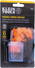 Klein Tools 605036 Corded Earplugs, 25dB NRR, Reusable Orange Earplugs, 6-Pack with Case for Industrial Use