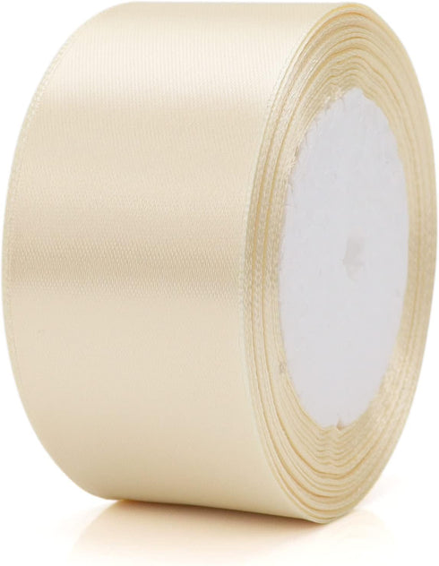 25 Yards Rice White Satin Ribbon, 1-1/2 inches Wide for Wedding, Party, Gift Box Packaging