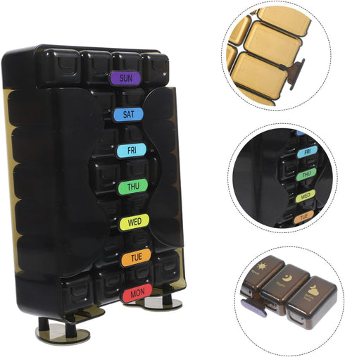 Portable Weekly Pill Organizer with Compartments Compact Travel Medicine Case for Daily Morning and Evening Dose