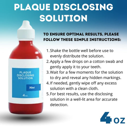 Disclosing Solution for Teeth, 4 oz. Mint Flavor, Effective Alternative to Dental Disclosing Tablets