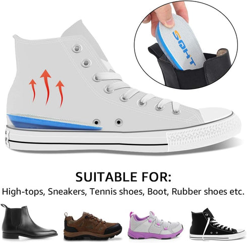 SQHT Heel Lift for Achilles Tendonitis and Leg Length Discrepancy, Shoe Inserts for Men and Women (Blue&Beige, Small)