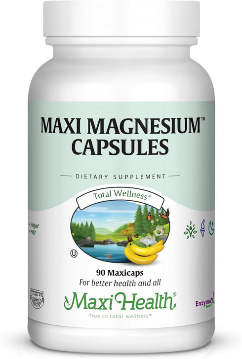 Maxi Health Magnesium Capsules - Energy Production, Muscle & Nerve Health, Bone Support, 90 Count