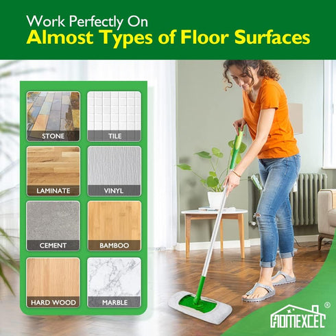 HOMEXCEL Reusable Microfiber Mop Pads for Swiffer Sweeper, Wet & Dry Use, Pack of 4, White