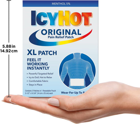 Icy Hot Original XL Pain Relief Patch - 3 Count for Back and Large Areas
