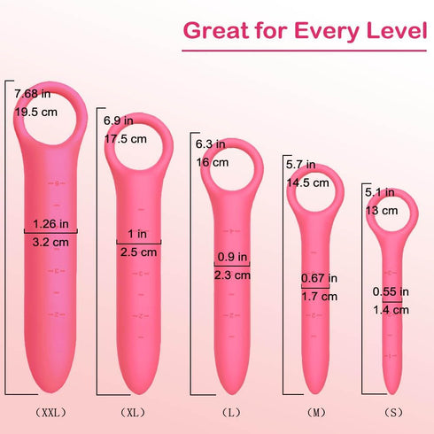 QoQiu 5-Pack Silicone Dilators for Pelvic Floor for Women with Fine Scales, Pelvic Wand MassagerPelvic Floor Muscle