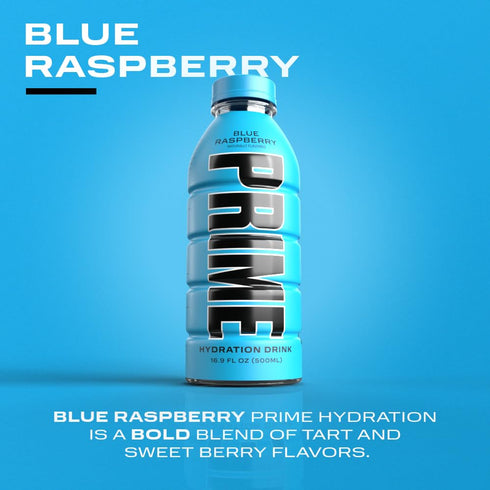 PRIME Hydration BLUE RASPBERRY Sports Drinks, Electrolyte Enhanced, 12 Pack of 16.9 Fluid Ounce