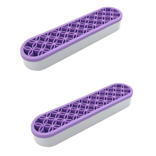 TANG SONG 2 PCS Silicone Makeup Brush Holder, Cosmetic Storage Box Desktop Organizers (Light Purple)