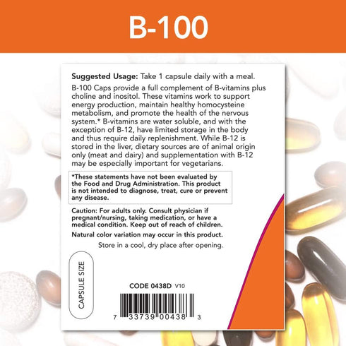 Now B-100 Vitamin - Nervous System Health Dietary Supplement Capsule
