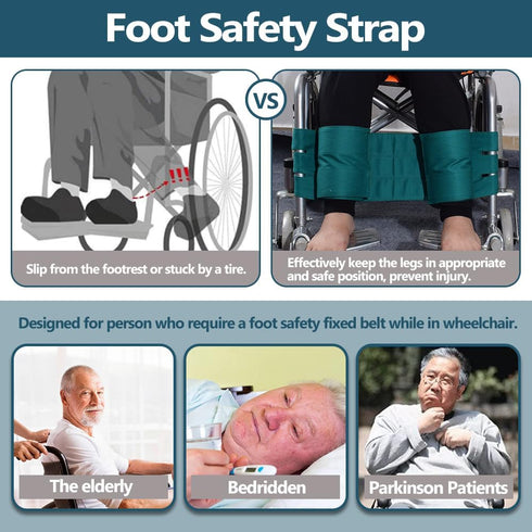 MESINURS Wheelchair Leg Restraint Straps - Safety Foot Support for Elderly & Disabled Transport, Secure Positioning