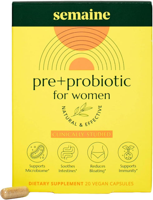 Semaine Super Powered Prebiotic + Probiotic - 20 ct, 3-in-1 Formula for Gut Health, IBS Relief & Immunity Boost
