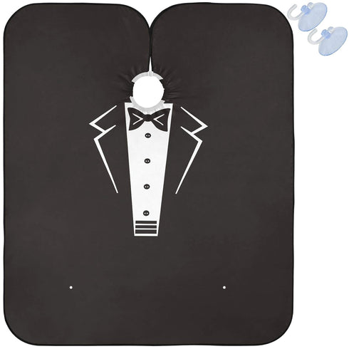 visesunny Tuxedo Barber Cape with Black Bow Tie, Anti-Static Hair Cutting Cape, Water-Resistant