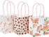 Sparkle and Bash Mini Gift Bags with Handles, 12-Pack, 5 x 5 x 3 in, Pink Floral & Animal Assortment for Party Favors