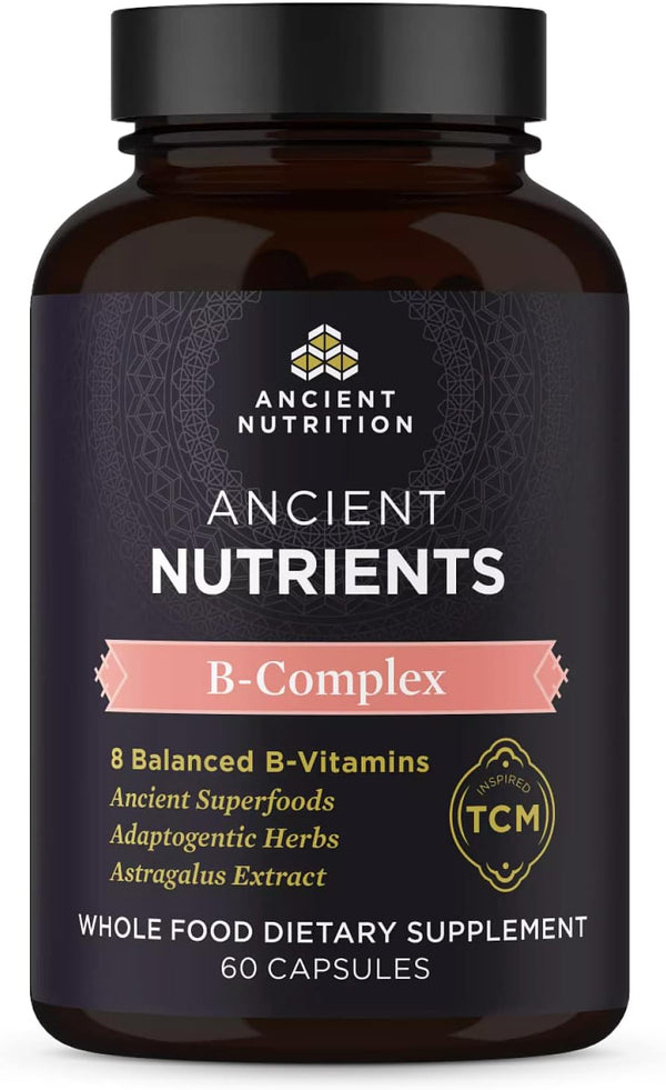 Ancient Nutrition Vitamin B Complex Supplement, 60 Capsules, 8 Balanced B-Vitamins, Supports Healthy Energy Levels,